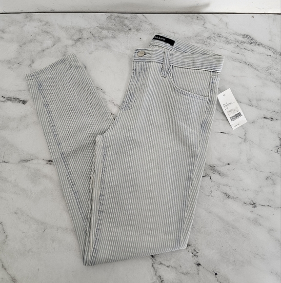J Brand Capri Skinny Mid Rise Bleached Striped Blue Jeans 25 NWT - Picture 3 of 9